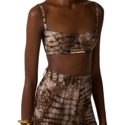 Reggiseno donna in cady e tulle con stampa alligatore