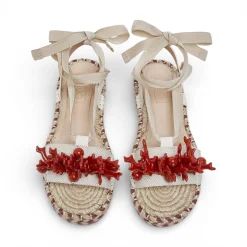 Sandali donna in corda con corallo