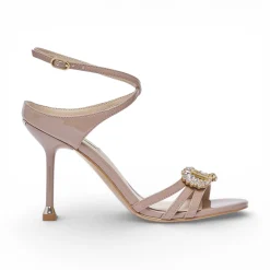 Sandali donna in vernice con logo gioiello