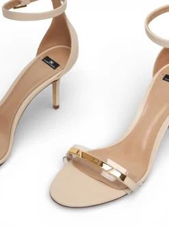 Sandalo donna in pelle con inserto trasparente