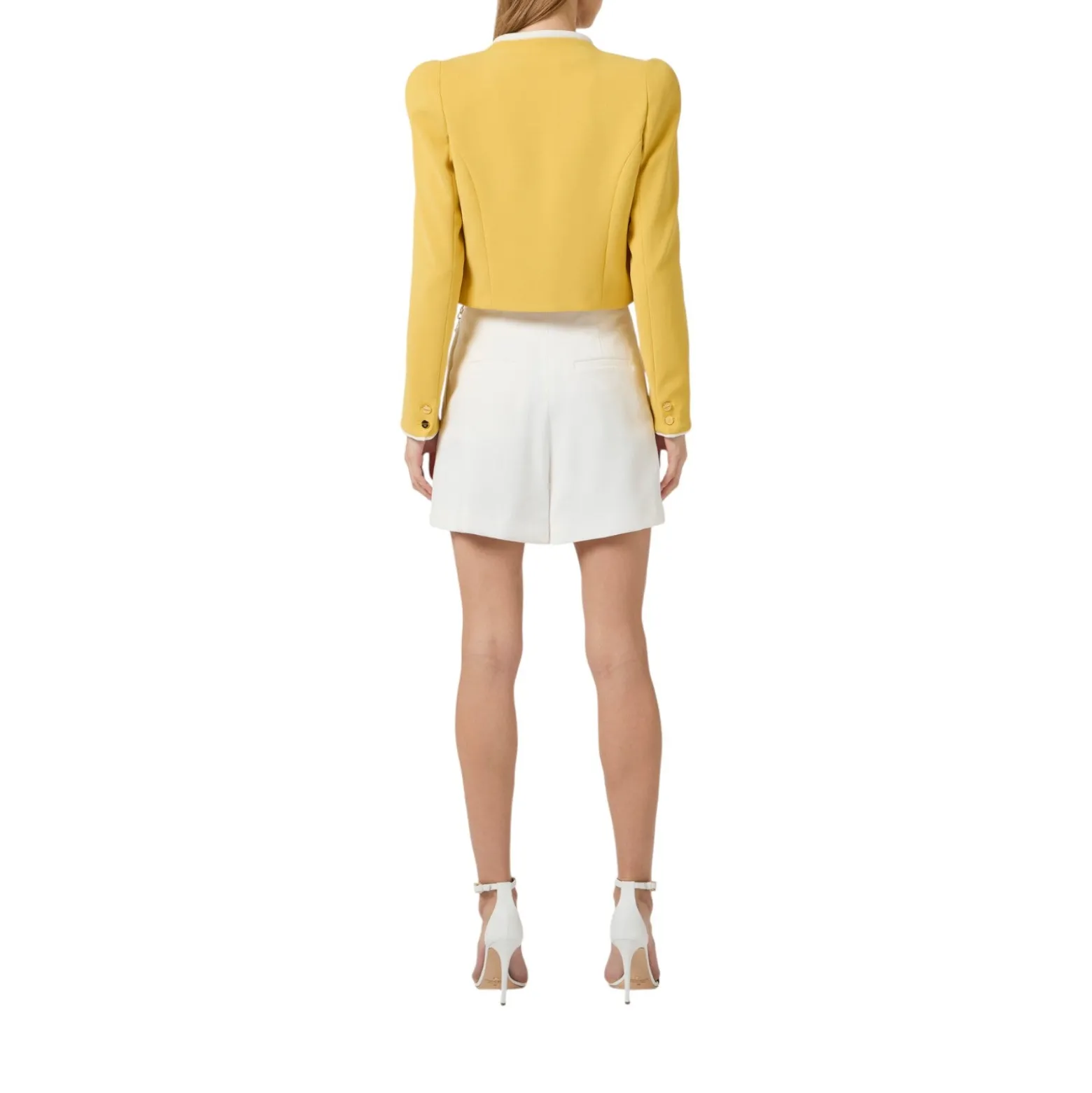 Shorts donna in gabardina con logo gioiello