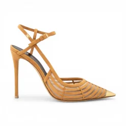 Slingback donna in suede e tulle