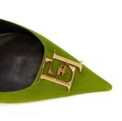 Slingback donna in suede con dettaglio logo