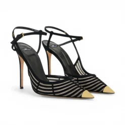 Slingback donna in suede e tulle