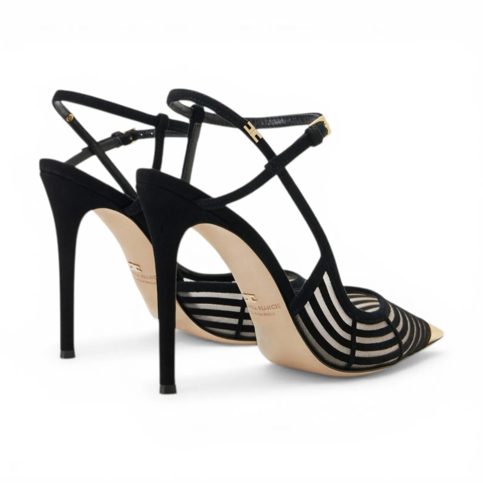 Slingback donna in suede e tulle