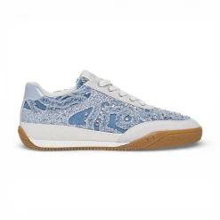 Sneakers donna in denim con pietre gioiello