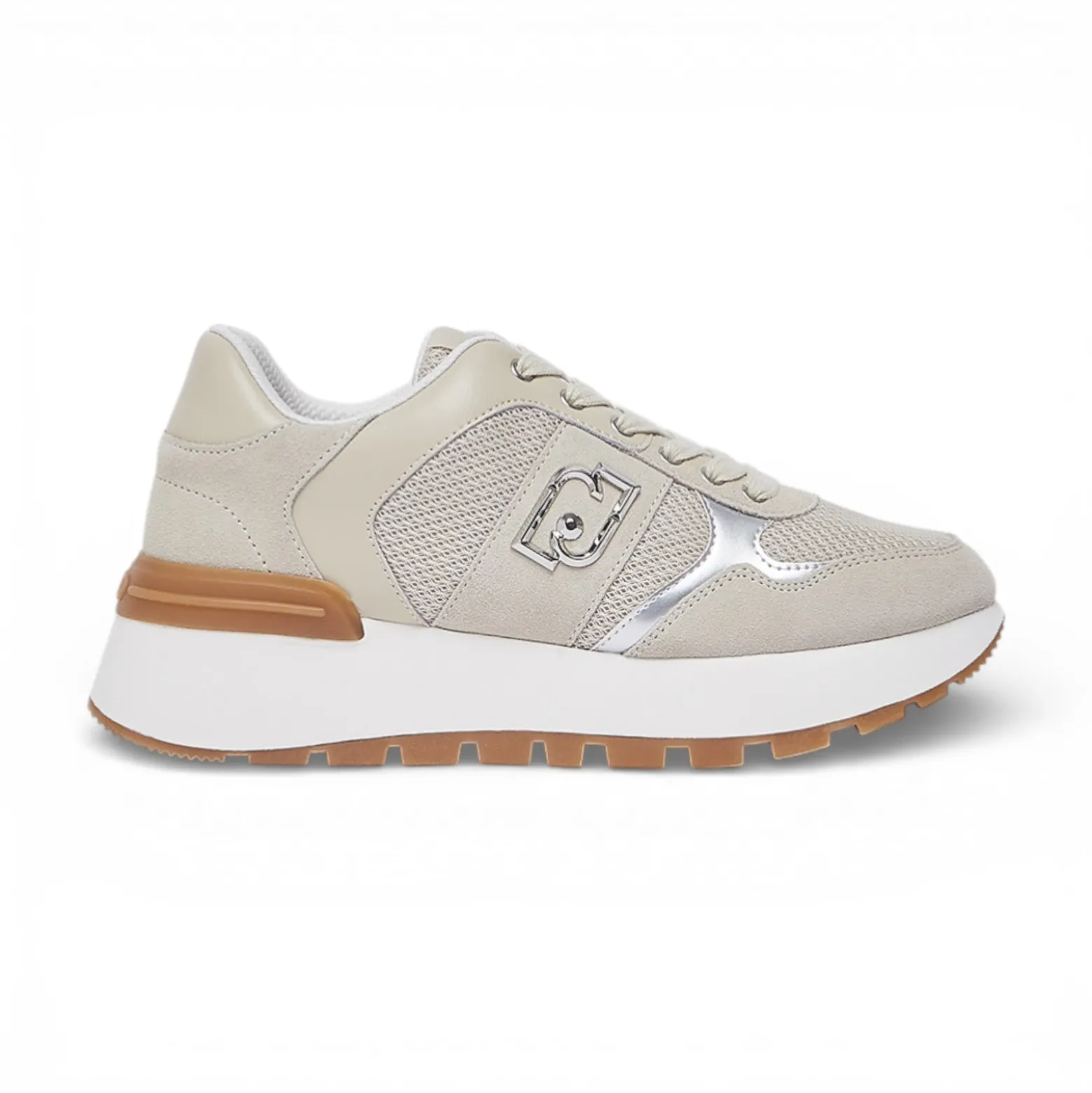 Sneakers donna platform in suede e mesh