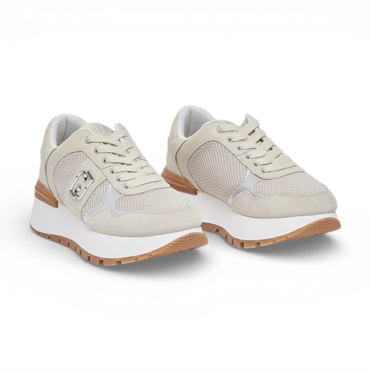 Sneakers donna platform in suede e mesh
