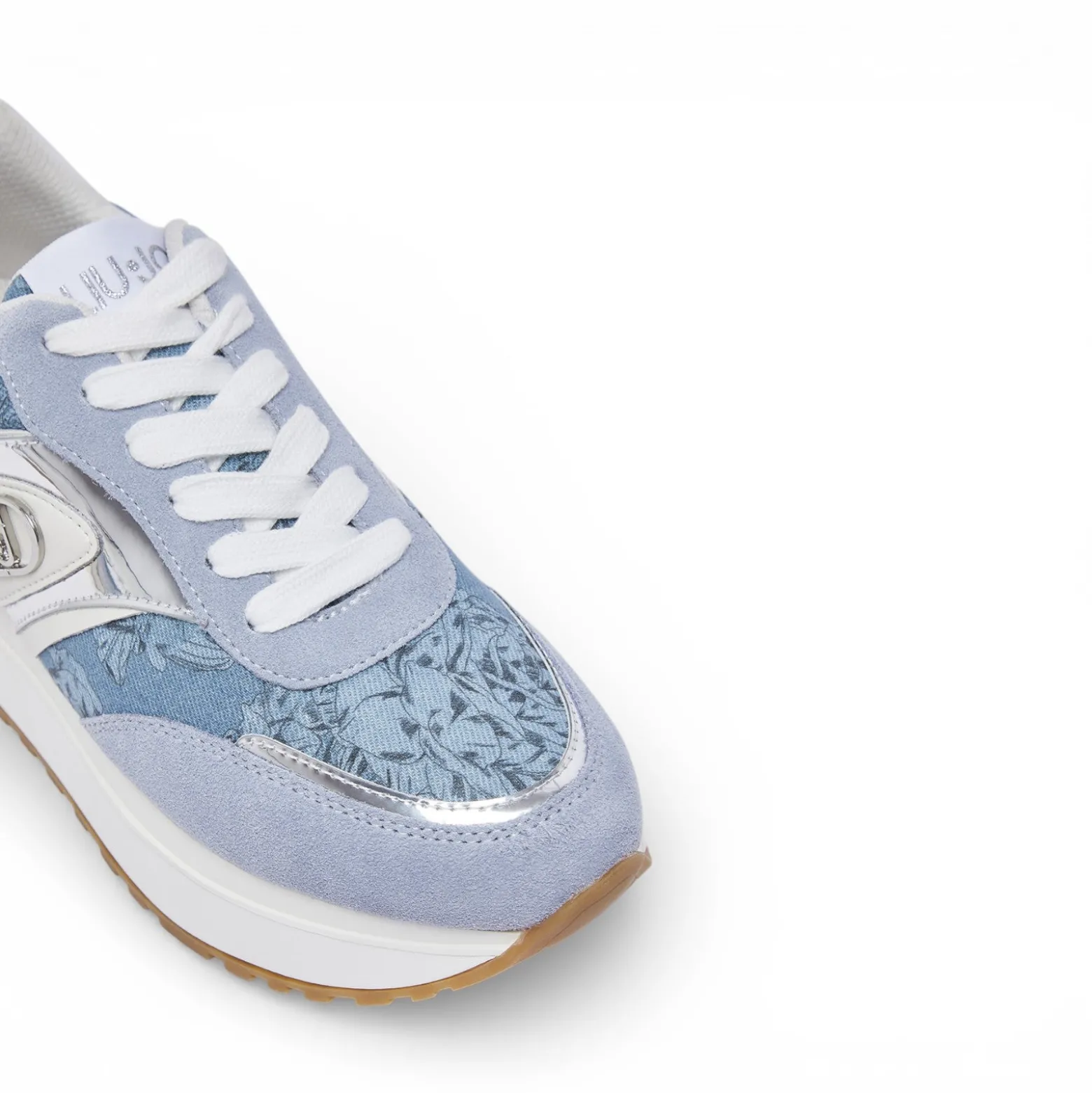 Sneakers donna platform in denim stampato