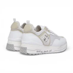 Sneakers donna platform in mesh con paillettes