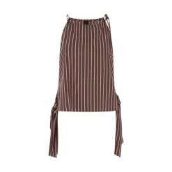 Top donna a righe con spalline sottili e fiocchi