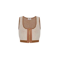 Top donna in ciniglia con punto waffle