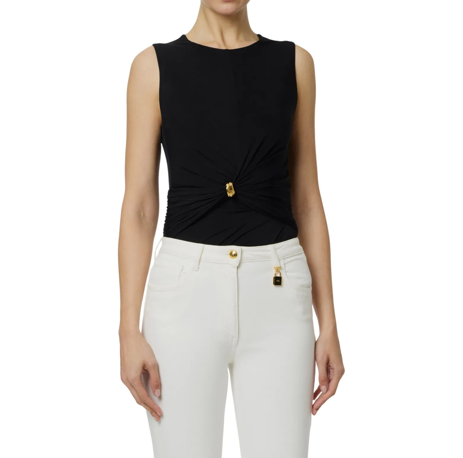 Top donna in jersey con dettaglio gioiello