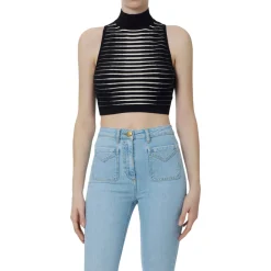 Top donna in maglia a righe dégradé