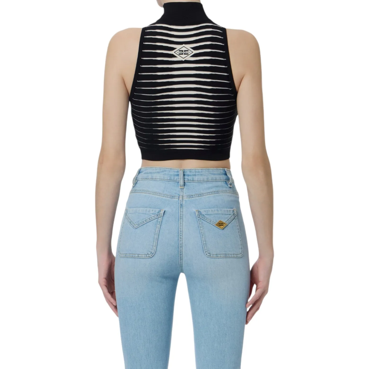 Top donna in maglia a righe dégradé