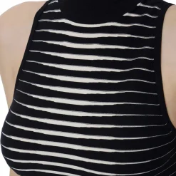 Top donna in maglia a righe dégradé