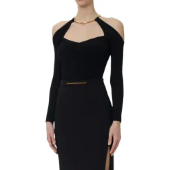 Top donna in maglia con dettaglio gioiello