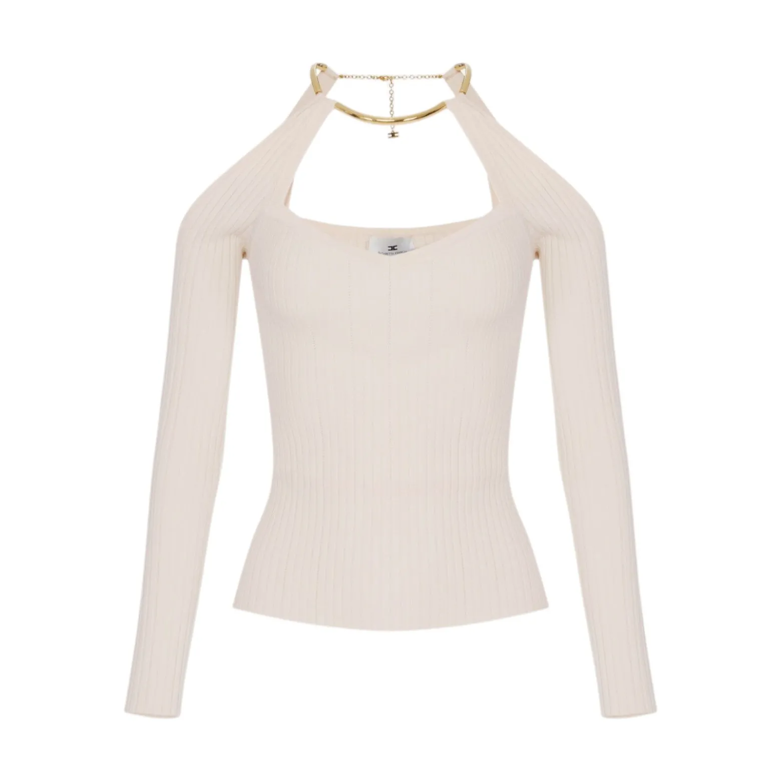 Top donna in maglia con dettaglio gioiello