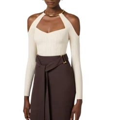 Top donna in maglia con dettaglio gioiello