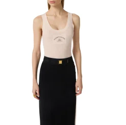 Top donna in maglia con logo