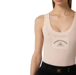 Top donna in maglia con logo