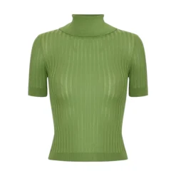 Top donna in maglia con trasparenze