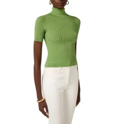 Top donna in maglia con trasparenze