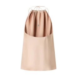 Top donna in satin con scollo all'americana