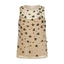 Top donna in tulle ricamato