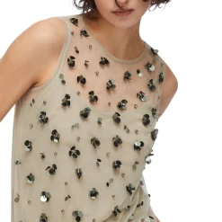 Top donna in tulle ricamato