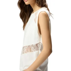 Top donna smanicato con dettagli in pizzo