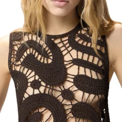 Top donna smanicato crochet geometrico