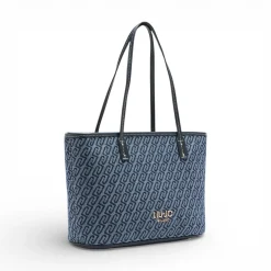 Tote bag donna in denim jacquard