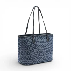 Tote bag donna in denim jacquard