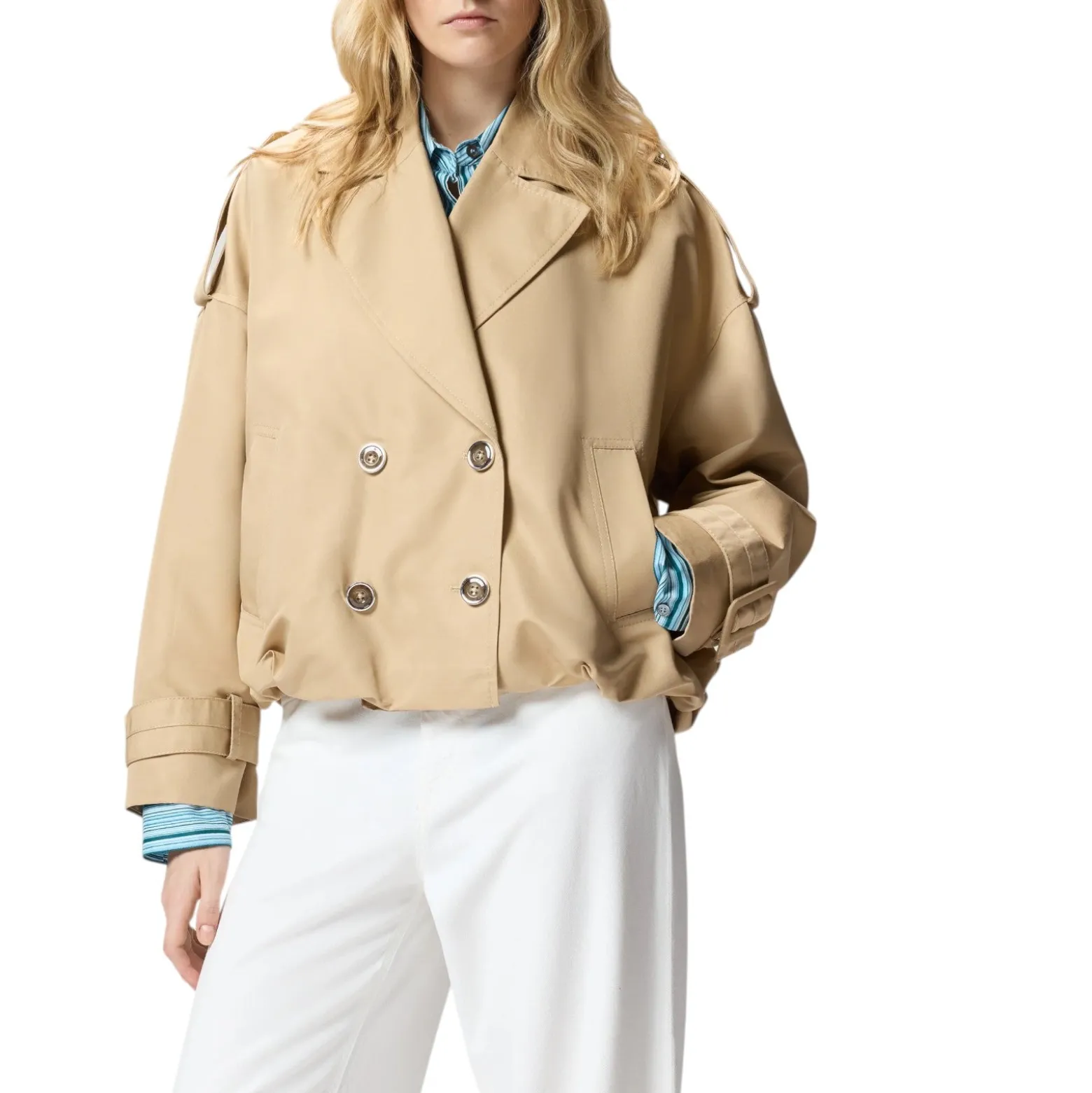 Trench donna corto doppiopetto