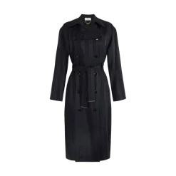 Trench donna in satin con righe jacquard