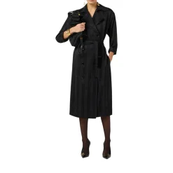 Trench donna in satin con righe jacquard