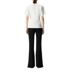 T-shirt donna con drappeggio e dettaglio dorato