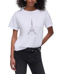 T-shirt donna con ricamo a jour