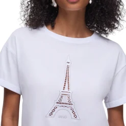 T-shirt donna con ricamo a jour