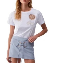 T-shirt donna con ricamo a jour