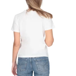 T-shirt donna con ricamo e strass