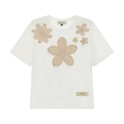 T-shirt donna con ricamo floreale