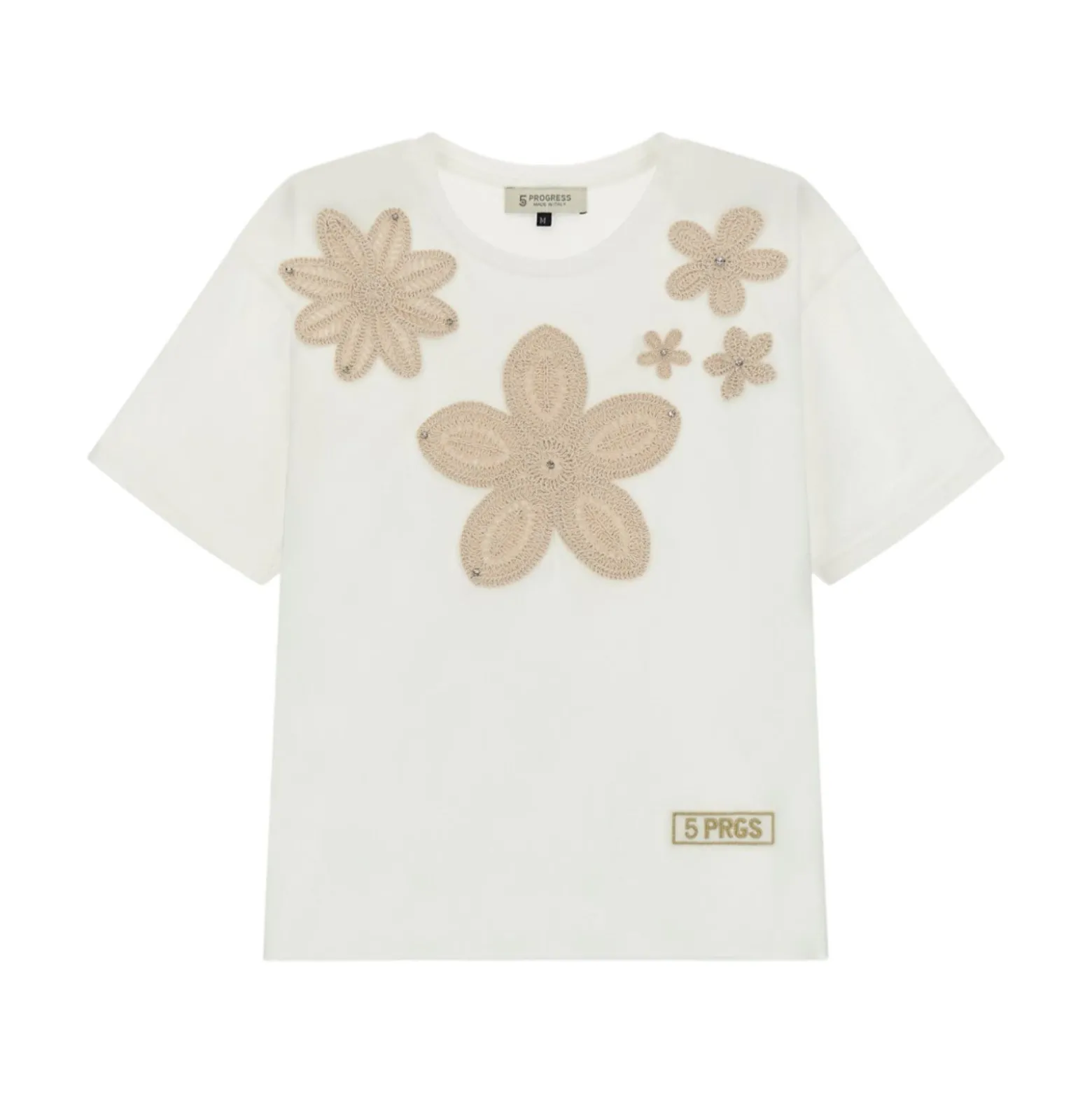 T-shirt donna con ricamo floreale