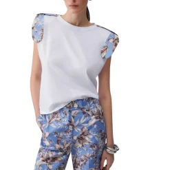 T-shirt donna con spalline imbottite