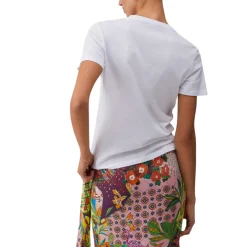 T-shirt donna con stampa e applicazioni
