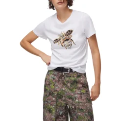 T-shirt donna con stampa e applicazioni