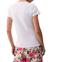 T-shirt donna con stampa e strass