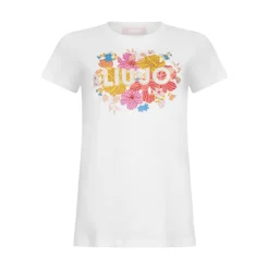 T-shirt donna con stampa e strass