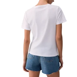 T-shirt donna con stampa e applicazioni